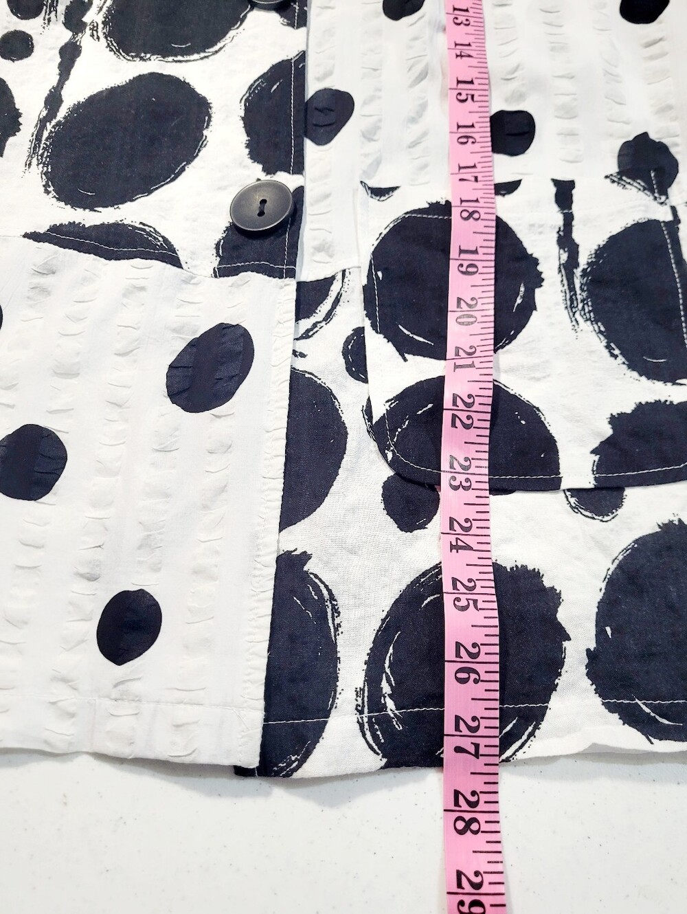 Damee Tunic Top Medium Black White Polka Dot Textured Art To Wear Jacket Shirt - Picture 10 of 12